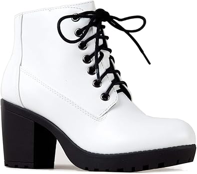 women's lace up chunky boots