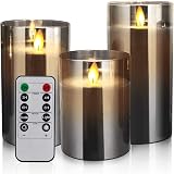 Yinuo Candle Flameless LED Candles with Timer Remote Grey 3-Pack