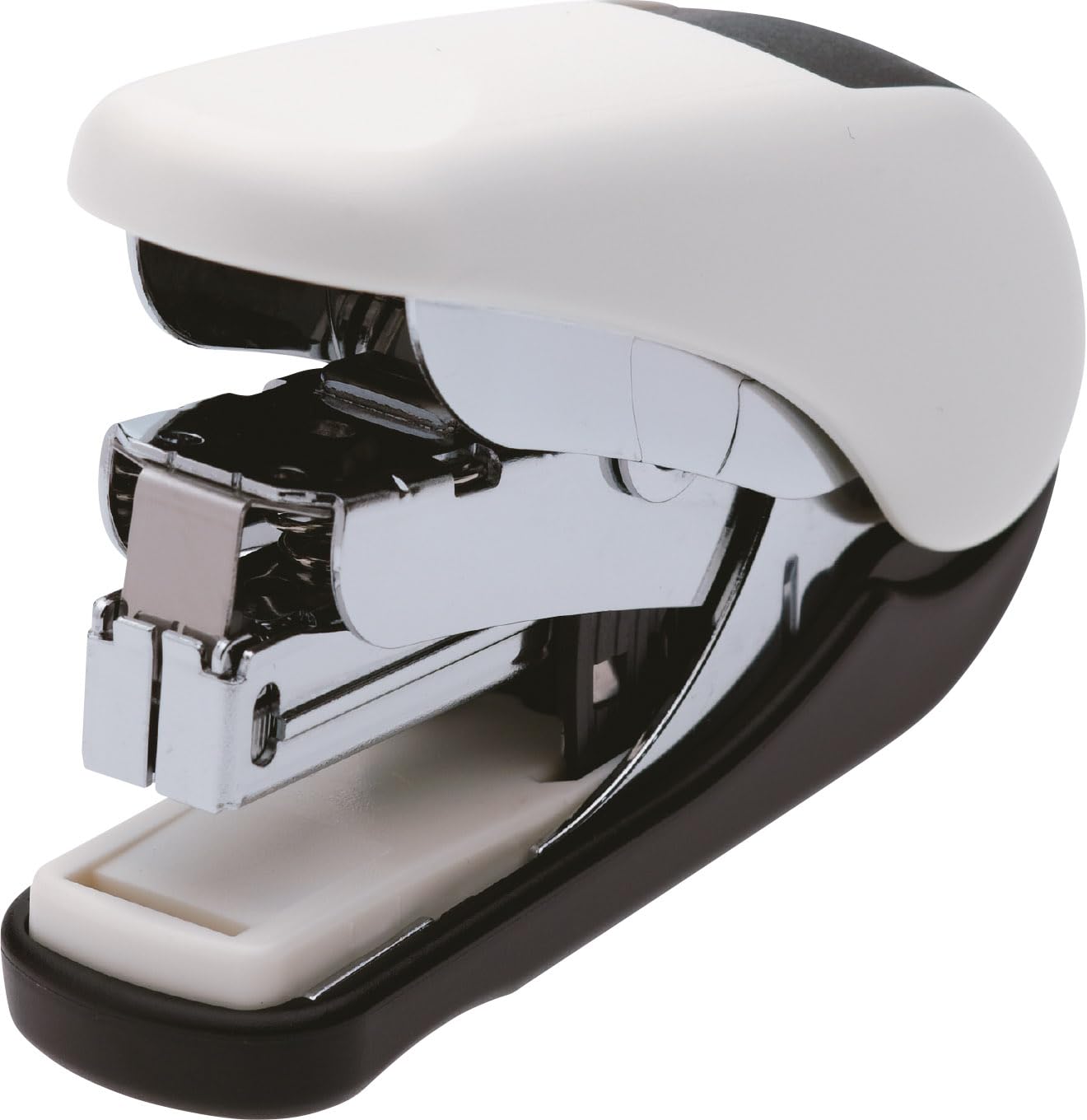 PLUS Japan, Flat Clinch Power Assist Stapler Mini in White, 1 Piece Pack (1x 1 Flat Clinch)