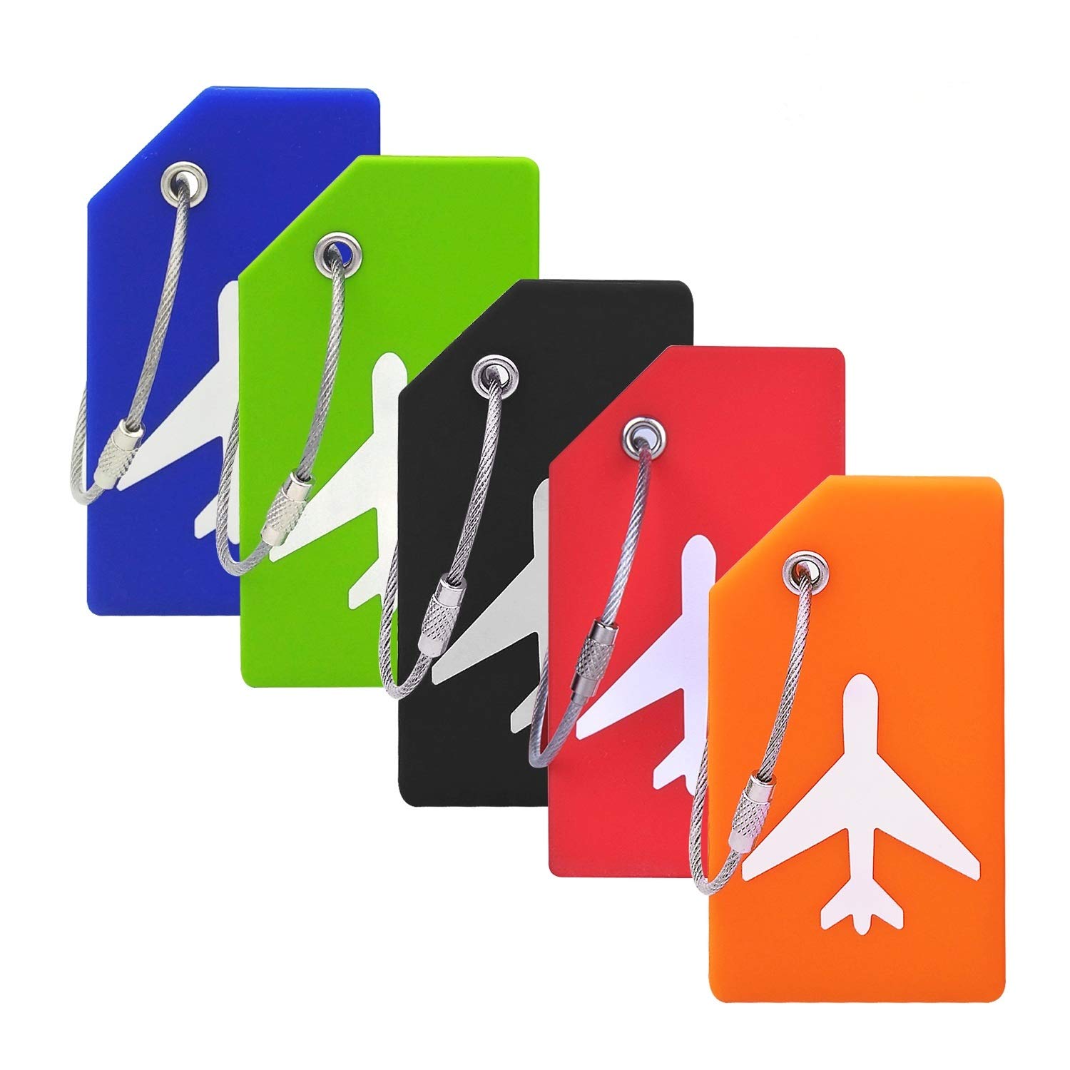Silicone Luggage Tag with Name ID Card Perfect to Quickly Spot Luggage Suitcase By Ovener (Multicoloured 5Pack Tags)