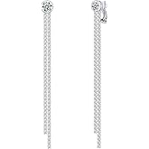 YOQUCOL Boho Tassel Chandelier Clip On Earrings CZ Crystal Long Drop Dangle Chain Bohemian Not Pierced Earrings For Women