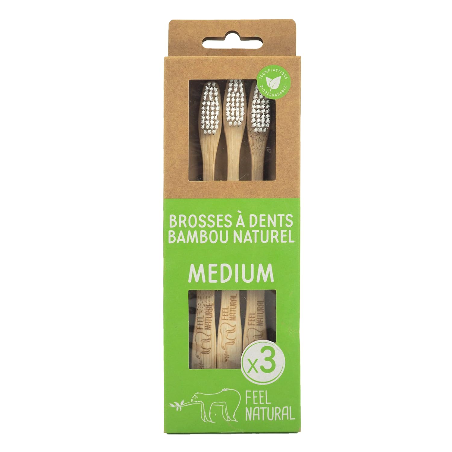 FEEL NATURAL 858713 Medium Toothbrush Set of 3