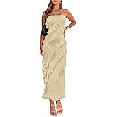 BTFBM Women Summer Elegant Strapless Midi Ruched Bodycon Dress Solid Color Stretch Mesh Slim Party Cocktail Dresses
