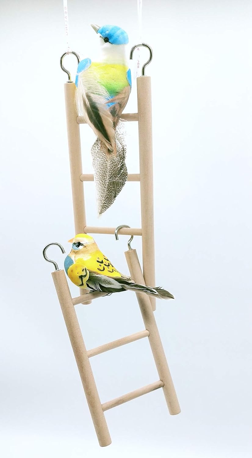 LWINGFLYER 2pcs Wooden Ladder for Bird Parrot Ladder Climbing Toy Birdie Basics (3 Step & 4 Step) : Pet Supplies