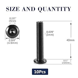 M6 x 40mm 10Pcs Flat Head Hex Socket Cap Screws