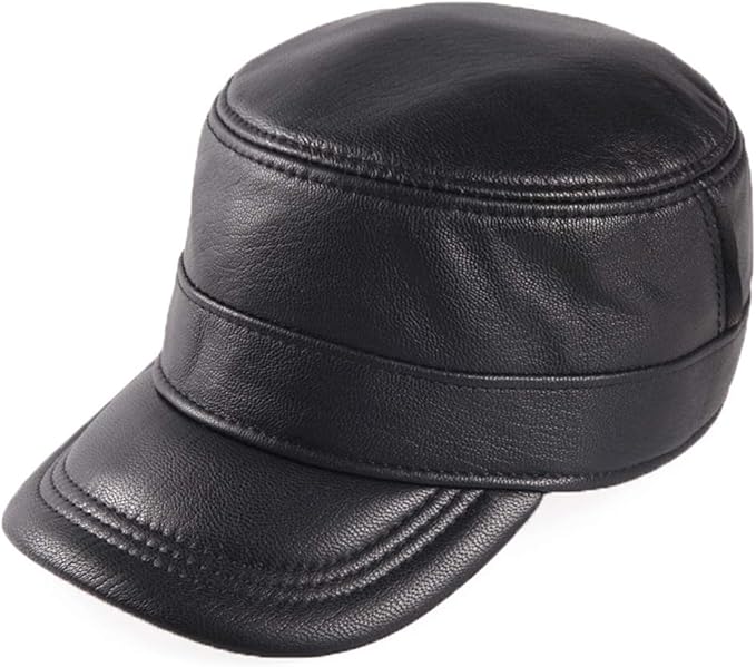 TANGADYL Baseball Cap with Ear Flaps, Mens Sheepskin Adjustable Plain