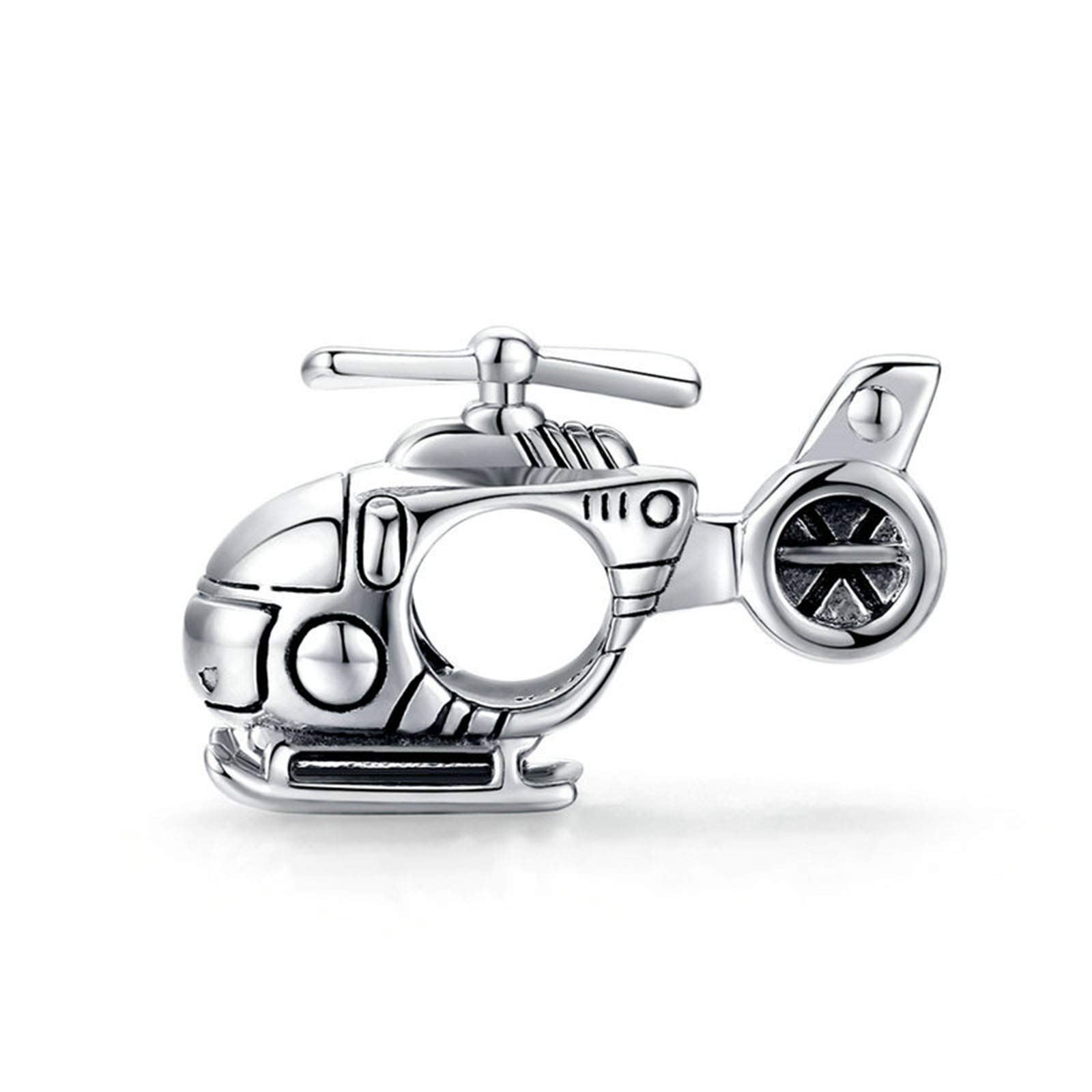 925 Sterling Silver Helicopter Charm Airplane Charm Train Charm Car Charm Motorcycle Charm Travel Charm Sport Charm for Pandora Charm Bracelet (Helicopter)