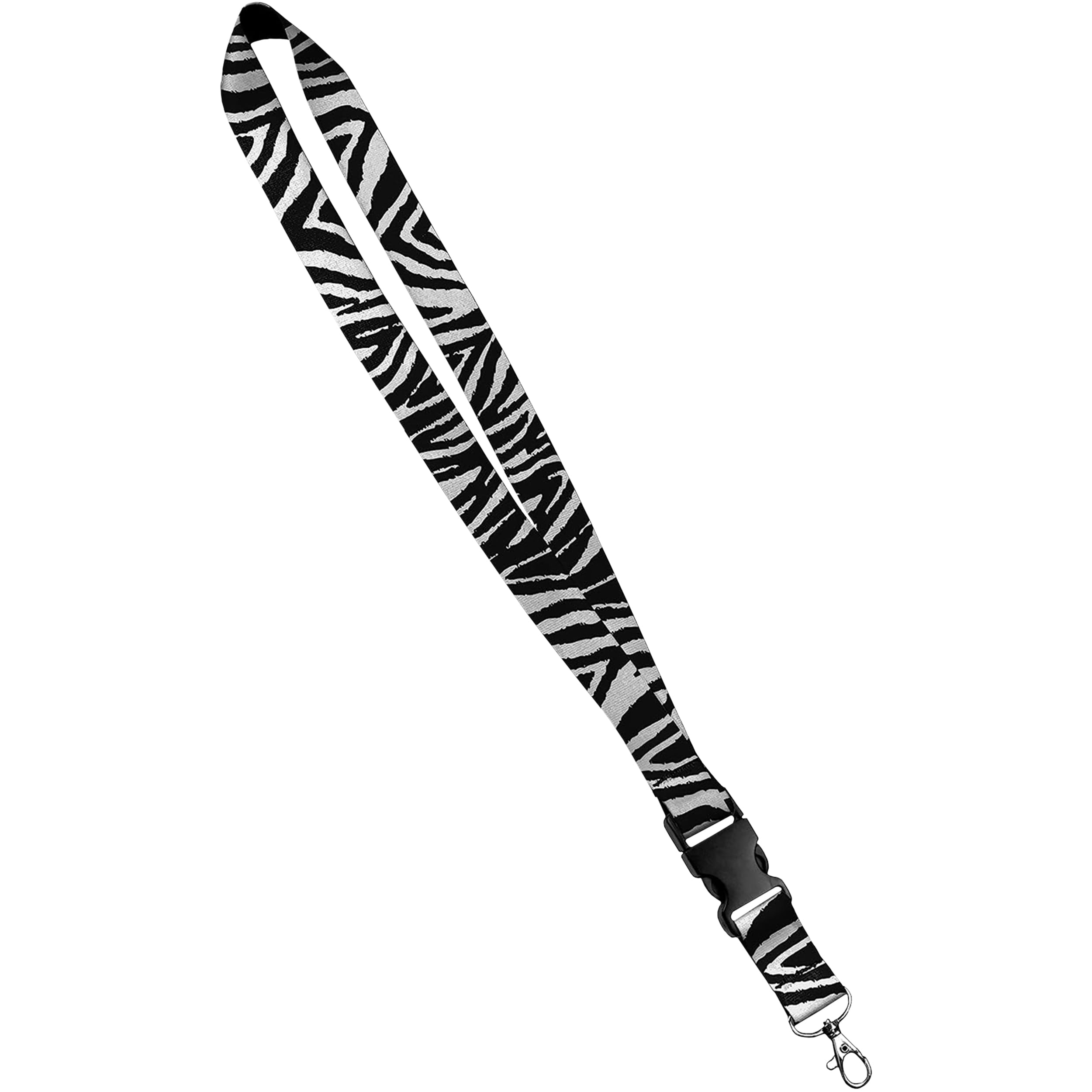 Moose Pet Wear Fashionable Lanyard - Satin Keychain Necklace, ID Badge Holder – 1 Inch, Black White Zebra Print — image 1