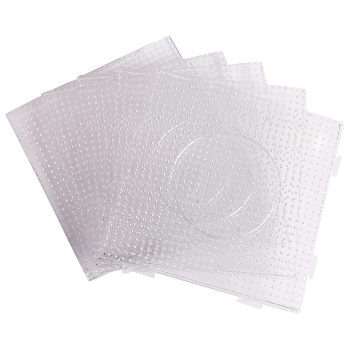 Hapy Shop 6 Pieces 5 mm Large Square Fuse Beads Boards,Clear Plastic Pegboards Fuse Beads Pegboards for Kids Craft Beads