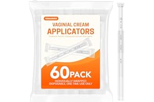 TENKAIWICK 60 PACK Disposable Vaginal Suppository Applicator for Women, Fits Most Lubricants Creams Gels Pills Tablet Suppositories, Threaded End, Soft & Small Tip, with Dosage Markings, Individually Wrapped