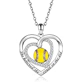 925 Sterling Silver Softball Volleyball Basketball Baseball Necklace Pendant Softball Mom Jewelry Gifts for Women Lover Players