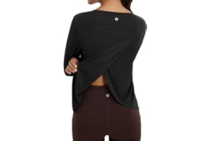 baleaf Women's Long Sleeve Workout Tops Athletic Shirts Split Back Running Gym Quick Dry Sun Protection UPF 50+