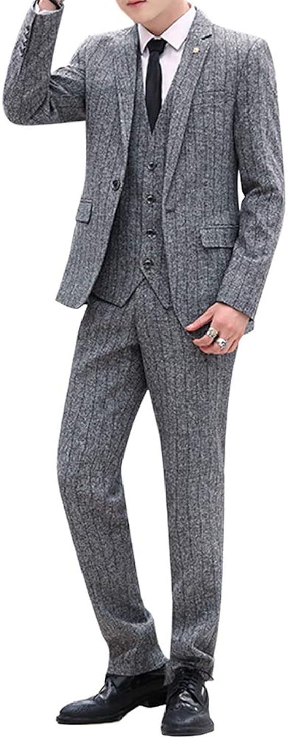Amazon Co Jp Yffushi メンズ スーツ スリーピース チェック ストライプ 6柄 服 ファッション小物