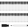 JEFURE 50Pcs Black Magnetic Dry Erase Markers with Eraser Cap, White Board Mini Dry erase Markers Bulk, Fine Point Tip Studen