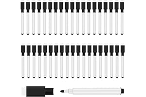 JEFURE 50 Pcs Black Magnetic Dry Erase Markers with Eraser Cap, White Board Mini Dry erase Markers Bulk, Fine Point Tip Student White Board Markers for Teachers Office School Supplies