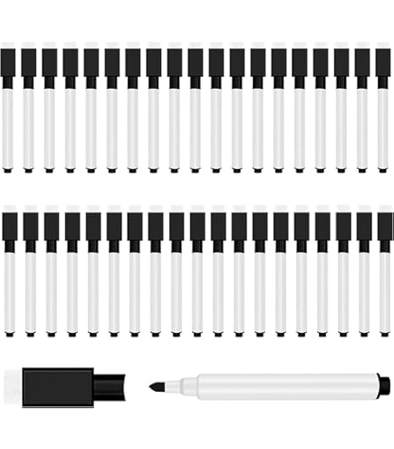 Beautifultracy 5 Pack White Dry Erase Markers With Magnetic Eraser Caps - For Blackboards & Fridges