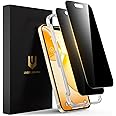 UNBREAKcable Privacy Screen Protector for iPhone 15, Full Coverage Shatterproof Tempered Glass [Edge to Edge] [True 28°Anti Spy] [Easy Installation Frame] Black Protector for iPhone 15-2 Pack