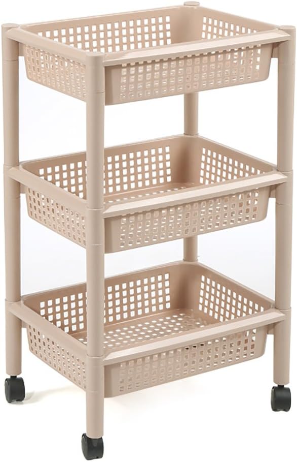 CFstc Kitchen Storage Trolleys Slide Out Storage Tower Movable Detachable Shelf With Wheels 3 Tier For Kitchen Bathroom Living Room (Color : C)