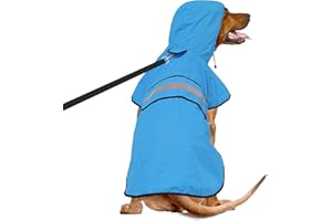 Weesiber Dog Raincoat, Adjustable Dog Rain Jacket Hooded Poncho Slicker, Reflective Pet Rain Coat for Walking (L, Blue)