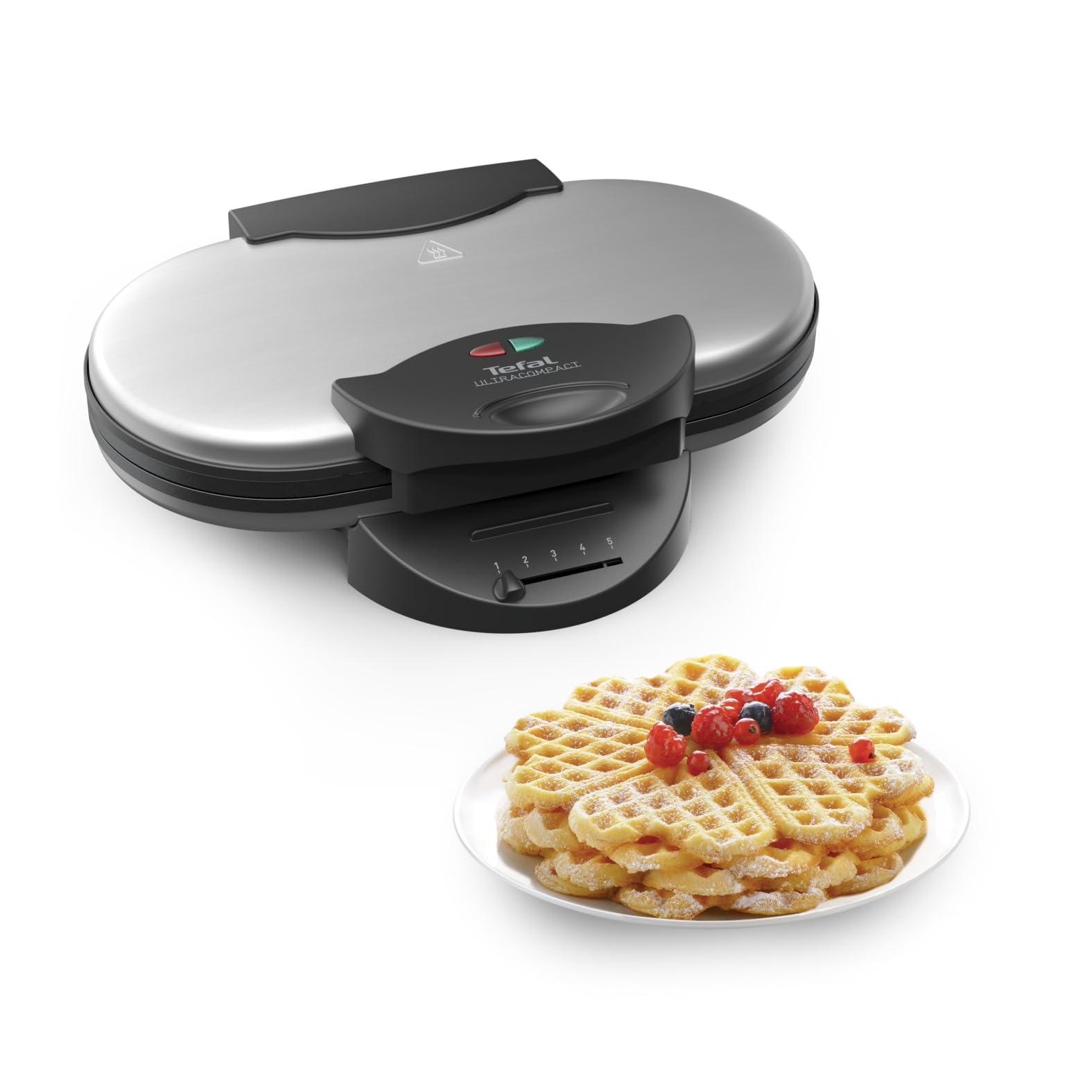 Tefal Doppel-Herzwaffeleisen WM311D, Stufenloser Temperaturregler für Bräunung nach Wunsch, Antihaftbeschichtete Platten, Teigauffang-Vorrichtung, 1200W,‎ 37 x 11.4 x 28.5 cm