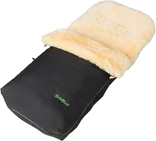 Fellhof Lammfell-Fußsack Garmisch, OEKO-TEX® Standard 100 zertifiziert, 45x97 cm, wind- und wasserdicht, Rückenteil abzipbar, waschbar bis 30° C (schwarz)