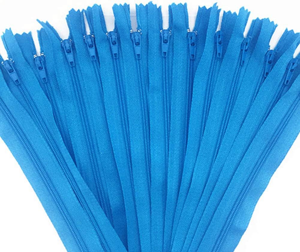 YTJY 10pcs 3# 12-24 Inch (30-60cm) Nylon Coil Zippers for Sewing Crafts Tailor Nylon Zippers Bulk 20 Colors (Blue, 20inch)
