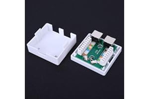 Aumotop Super 5 Shield Keystone Jack Box 2-Port Desktop Adapter for Expansion, Durable Phosphor Bronze Material, Suitable for