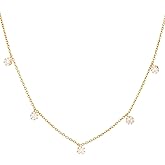 TARINIKA 925 Sterling Silver Necklace for Women with Dainty, Moissanite, Malachite, Two-Layer, Mother of Pearl CZ Pendant Chain Charm & Adjustable Yellow Gold Plating | Delicate & Minimalist Jewelry Gift (Classic CZ Charm Delicate)