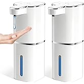 RYTOXILO Automatic Soap Dispenser Touchless, 2 Pack White Auto Soap Dispensers for Bathroom and Kitchen, 15 Fl Oz Plastic Ele