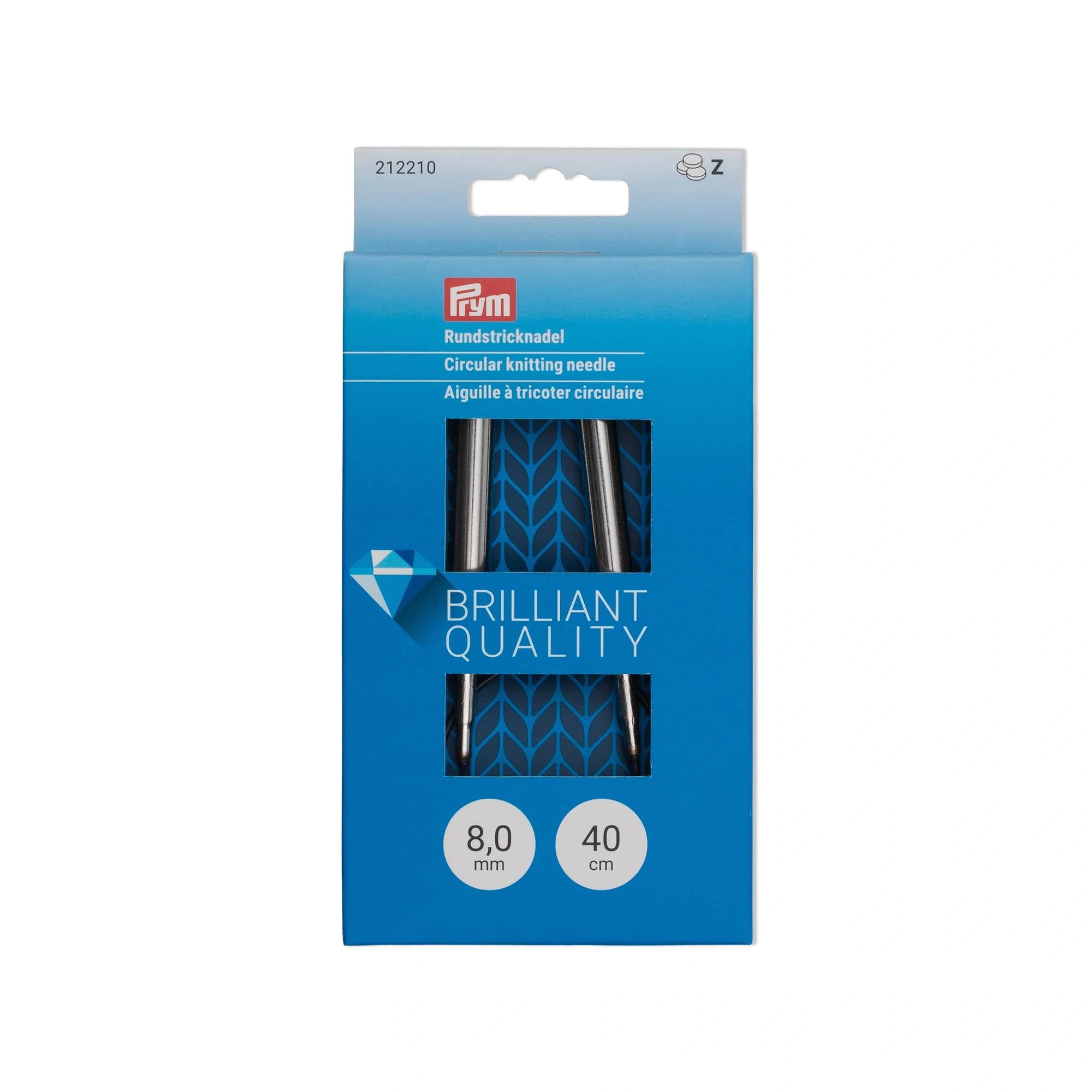 Prym Round Knitting Needle, Brass, Silver, 8 mm