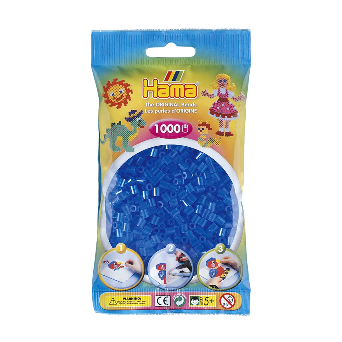 Hama Beads 1,000 Bead Refill Bag - Translucent Blue