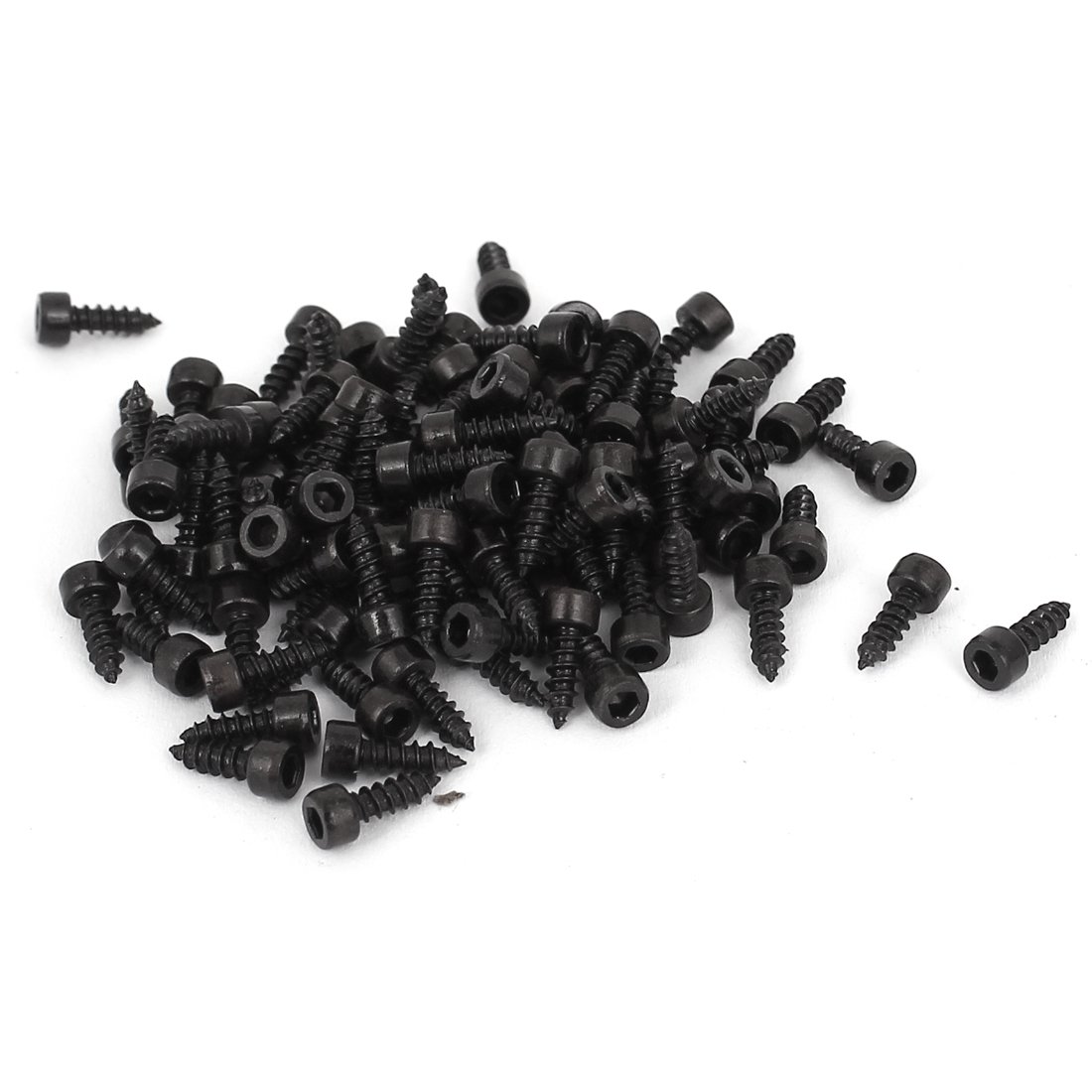 Sourcingmap 2mm x 6mm Threaded Carbon Steel Hex Head Self Tapping Screws 100pcs