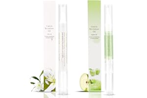 MESCHETT 2PCS Cuticle Oil Pens for Nail Care,Cuticle Revitalizer Oil Pen with Soft Brush,Cuticle Oil to Prevent Nail Cracking and Dry (Lily & Apple Flavor)