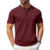 COOFANDY Mens Knit Polo Shirts Casual Short Sleeve Button Down Polo Shirt Classic Golf Shirts