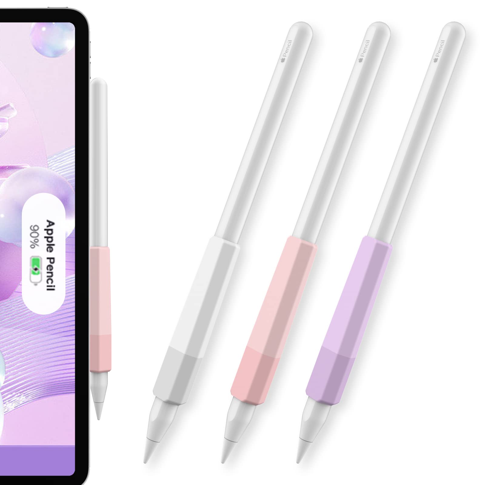 AHASTYLE Grip Holders for Apple Pencil Pro & Apple Pencil (USB-C) & Apple Pencil (1st / 2nd Generation) 3 Pack Duotone Silicone Sleeve for Apple Pencil Compatible with Double Tap