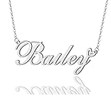 AOLO Bailey Heart Name Necklace Silver Stainless