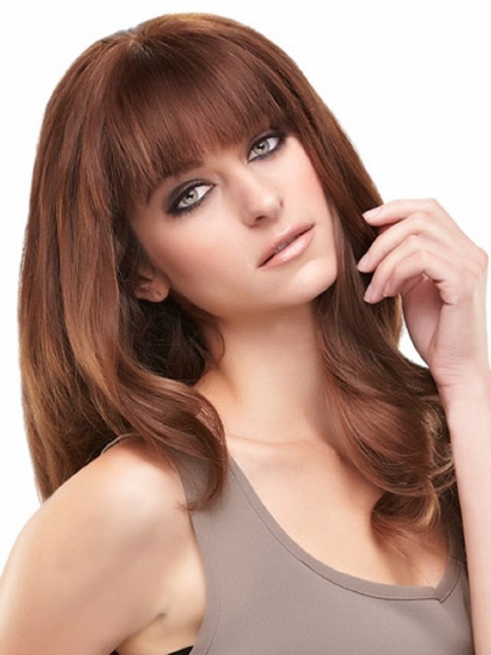 Amazon Com Easifringe Clip In Bangs Color 8rn Medium Gold Brown