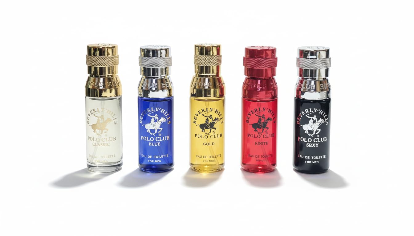 Beverly Hills Polo Club 5 Piece Mini Gift Set Exclusive for Men, EDT Eau De Toilette 5 Mini 0.5oz Bottles