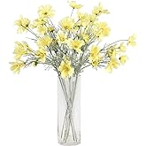 2 Pcs Artificial Fake Flowers Plants Cosmos Silk Flower Arrangements Wedding Bouquets Decorations Plastic Floral Table Centerpieces for Home Kitchen Garden Party Decor Approx 23.6'' High - Yellow