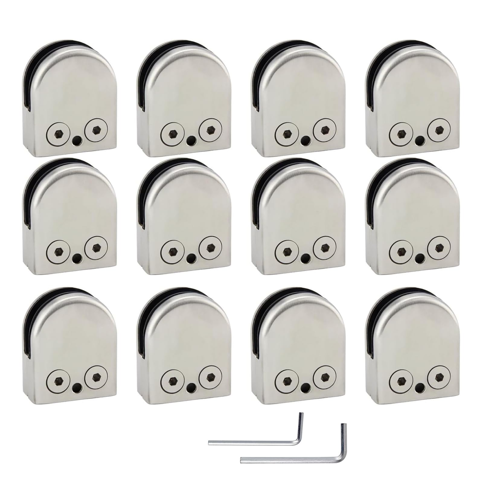 Discoball 12 x (8-10mm) Stainless Steel 304 Glass Clamp Clip for Stair Window (12-Pack) - Upgraded