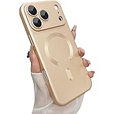 ankofave Magnetic for iPhone 17 Pro Max Case, with Camera Lens Protector, Compatible with Magnetic, Slim Shockproof Soft Silicone Metallic Luster Phone Case for iPhone 17 Pro Max, Champagne Gold