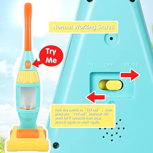 Kids Vacuum Cleaner Toy for Toddler, Toy Vacuum Cleaner with Light