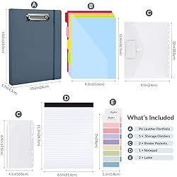 SKYDUE 3 Ring Binder with Clipboard, PU Clipboard