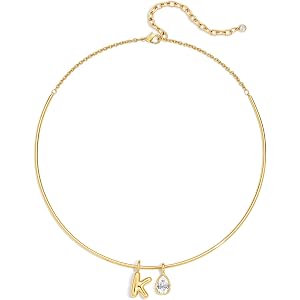 Mallevovo 14K Gold Plated Initial Letter Pendant Necklace Jewelry for Women | Choker Collar Necklace Cute Trendy & Summer Bea