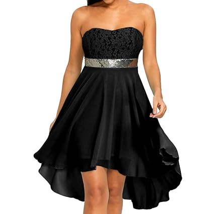MRULIC Damen Cocktailkleid Brautjungfernkleid Abendkleid Empire Chiffon Bandeau Unregelmäßiges Kleid