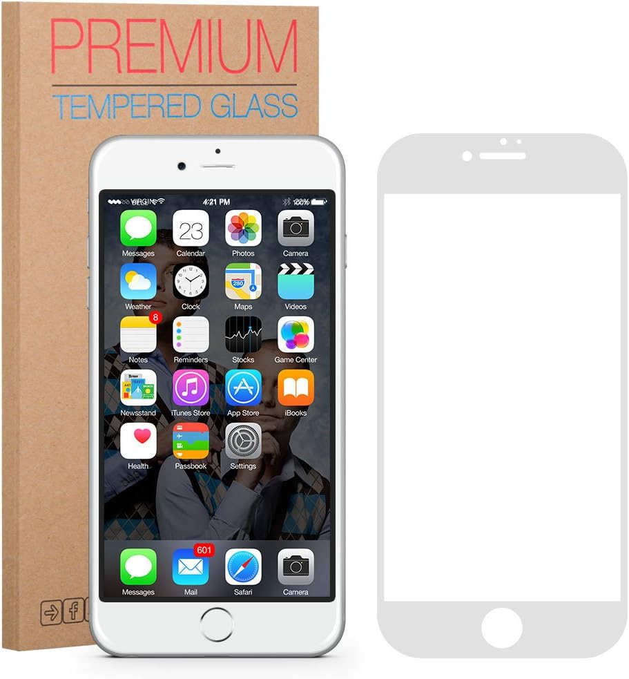 FUTLEX Tempered Glass Screen Protector Compatible with iPhone 8 Plus iPhone 7 Plus [Full Cover] - White, 0.33mm 9H Premium Shatterproof Japanese Glass Film