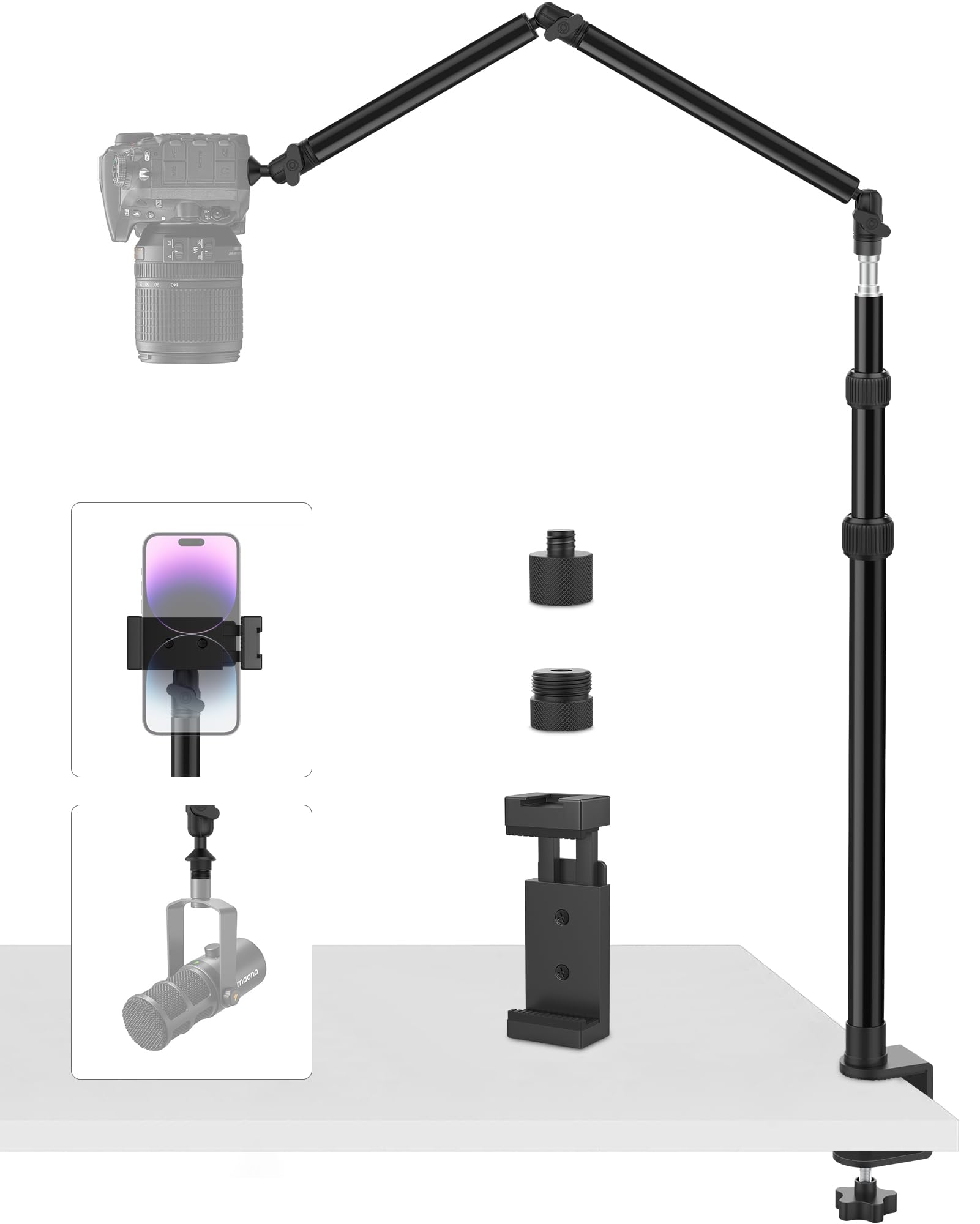 Tinpops Camera Mount Desk Stand, Flexible Overhead Camera Mount, Webcam ...