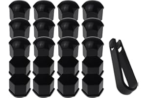 Nihfien 20 Pcs Wheel Lug Nut Covers Bolt Caps,21mm Universal Car Tire Nut Caps Bolt Cover,Hexagonal Plastic Tire Bolt with Removal Tool (Black), BTH-TELMG20P-21mm-Black