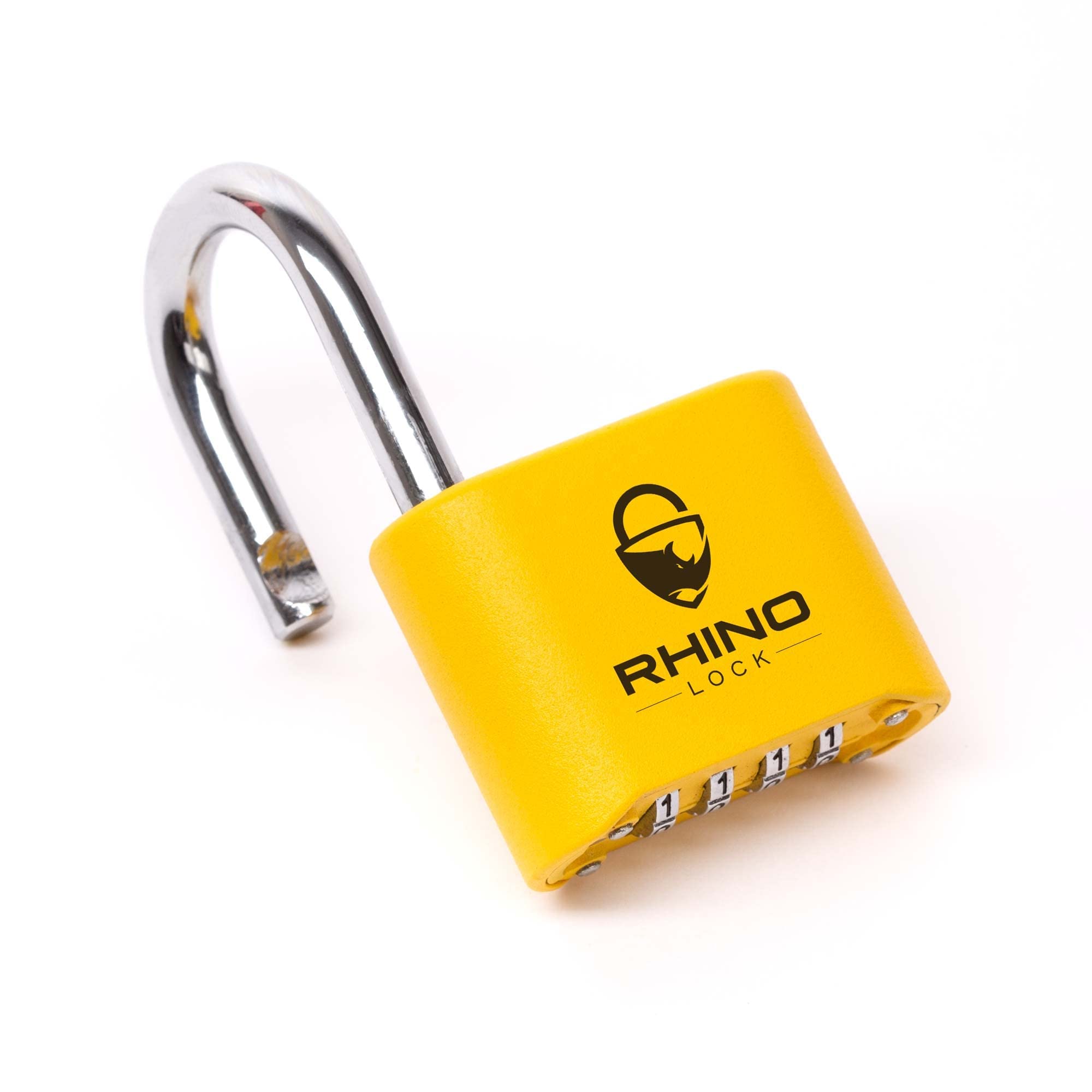 Rhino Lock Secure Lock - Yellow 4 Digit Combination Padlock for Gym Locker, School & Work Lockers; Coded and Suitable for Outdoor Use with Fences, Hasps, Sheds & Toolboxes (UK Brand) — image 1