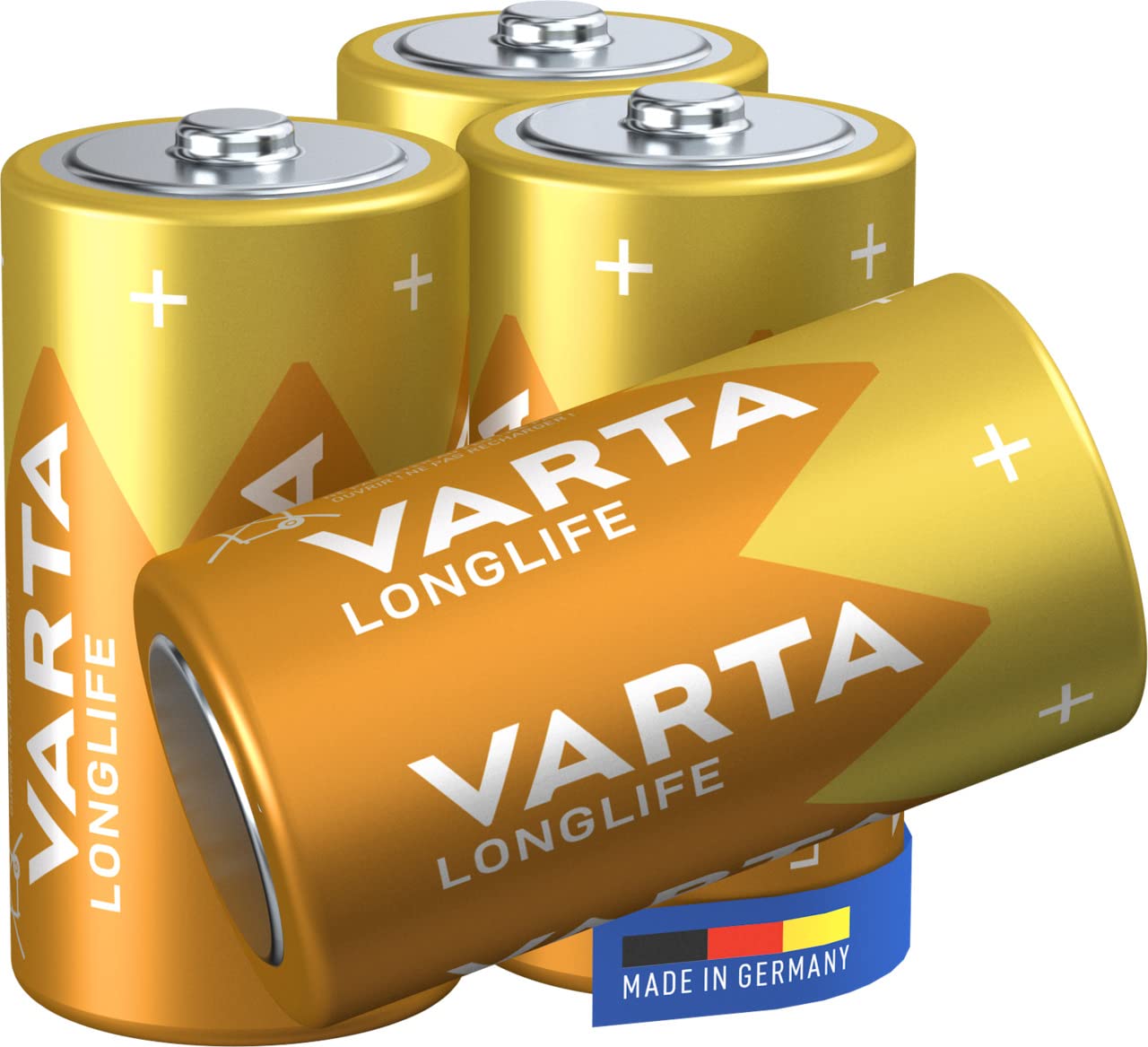 VARTA Longlife C Baby LR14 Alkaline Batteries (4-pack) - Made in Germany - ideal for remote controls, radios, alarm clocks and clocks